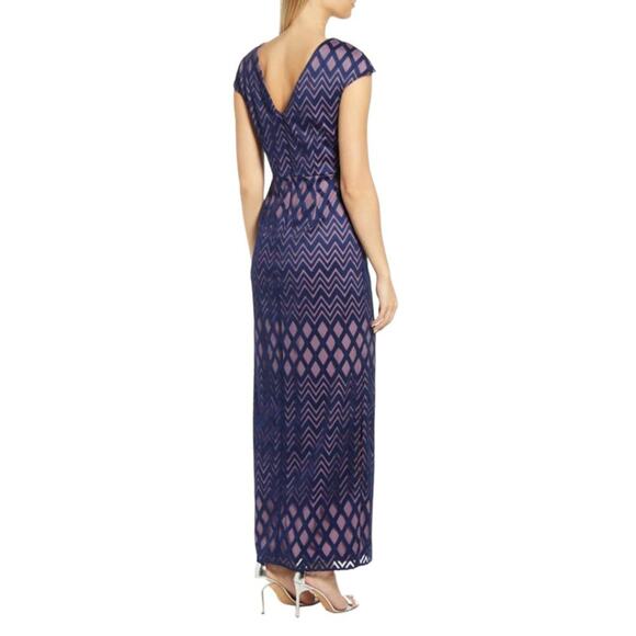JS Collections Linda Cap Sleeve Column Gown Blue Size 4 NWOT $268 MSRP - Picture 3 of 11